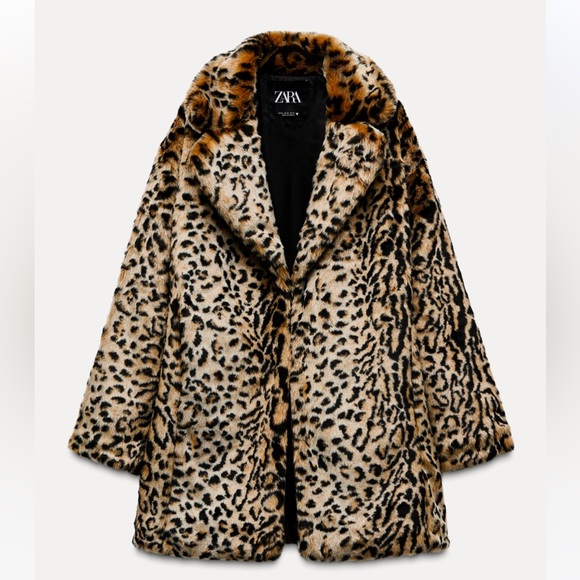 Zara Jackets & Blazers - ZARA FAUX FUR ANIMAL PRINT COAT LEOPARD JACKET XS CHEETAH PRINT 1255/771 VIRAL